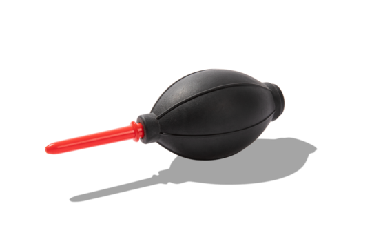 Camera lens blower with cast shadow isolated no background cutout