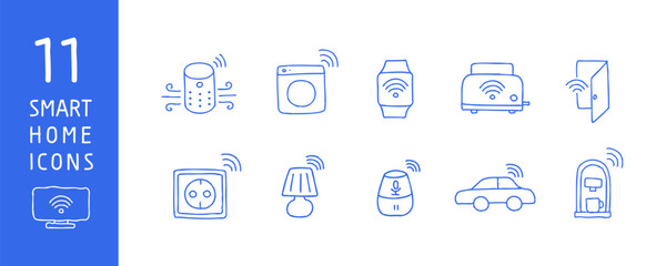 Smart Home Icons Collection in Handwritten Style Tech Icon Set representing Innovation of Automation Utilities Appliances Technology for Everyday Living