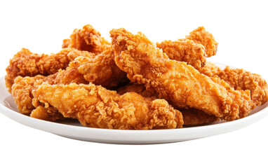 Plate of fried chicken with a white background