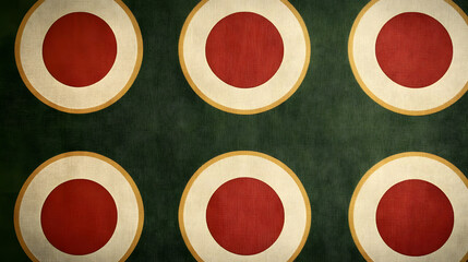 Circles: Red, White, Gold on Green