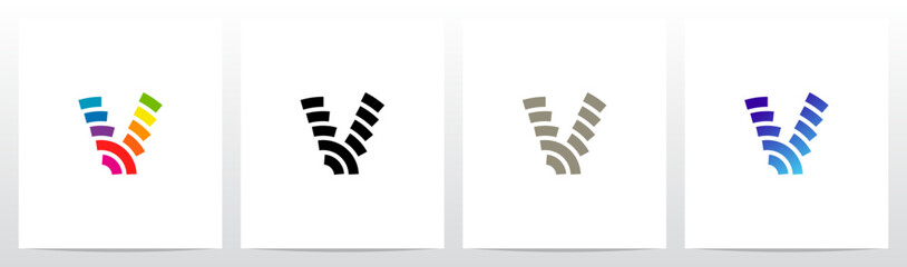 Curve Lines Outlines Stroke Letter Initial Alphabet Logo Design V