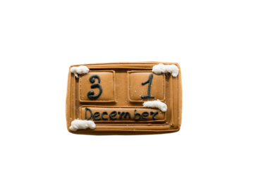 calendar date december 31, gingerbread, isolated on transparent background, png