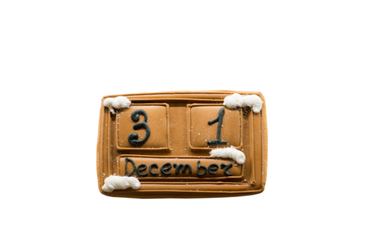 calendar date december 31, gingerbread, isolated on transparent background, png