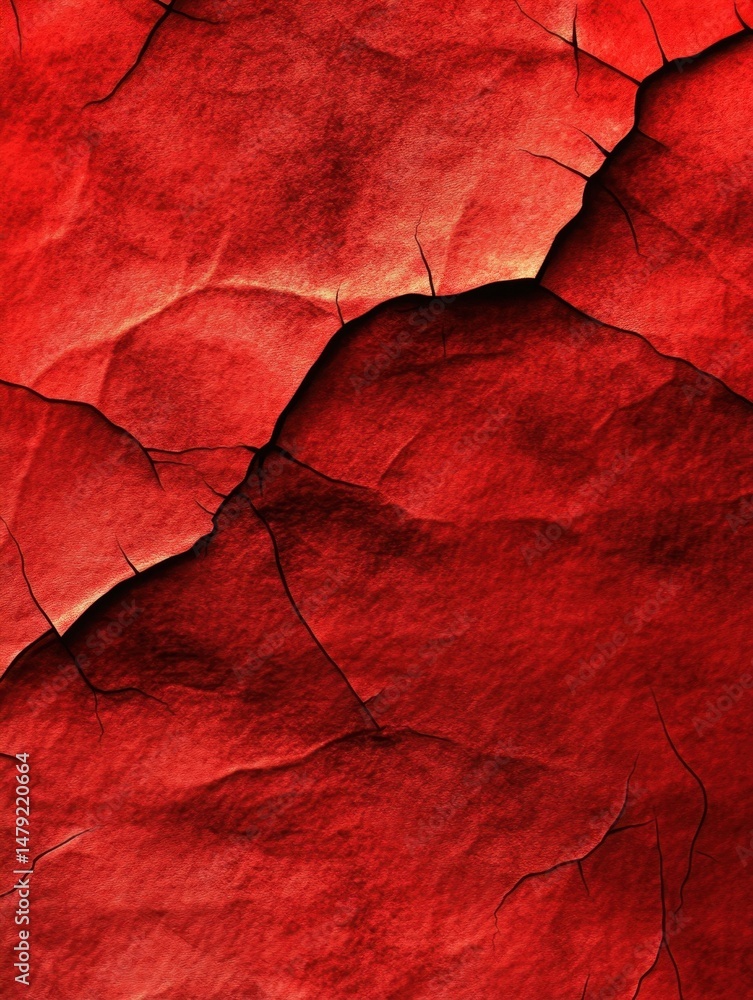 Poster close up of red cracked surface texture abstract art background macro detail shot pattern design