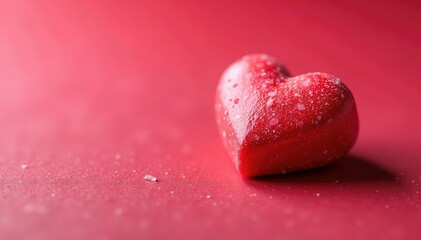 Close-up of a single red heart-shaped Valentine's Day candy Sweet, romantic, festive , present, sweet, love heart