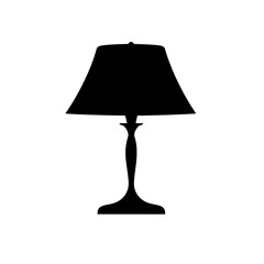 Traditional lamp silhouette with wide conical shade and curved base ideal for vintage lighting or cozy interior concepts