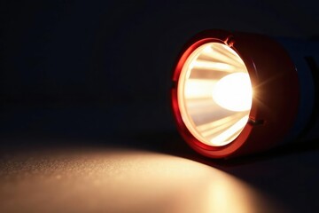 Close-up view of flashlight with exposed batteries, flashlight, tool, batteries