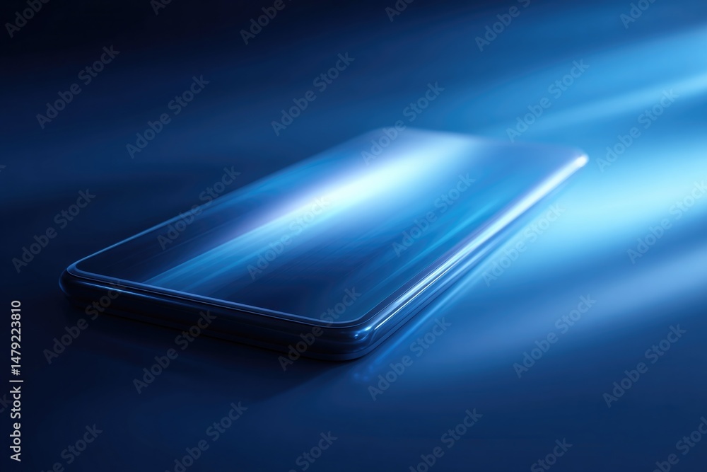 Poster sleek futuristic smartphone floating against abstract digital background features emphasized through