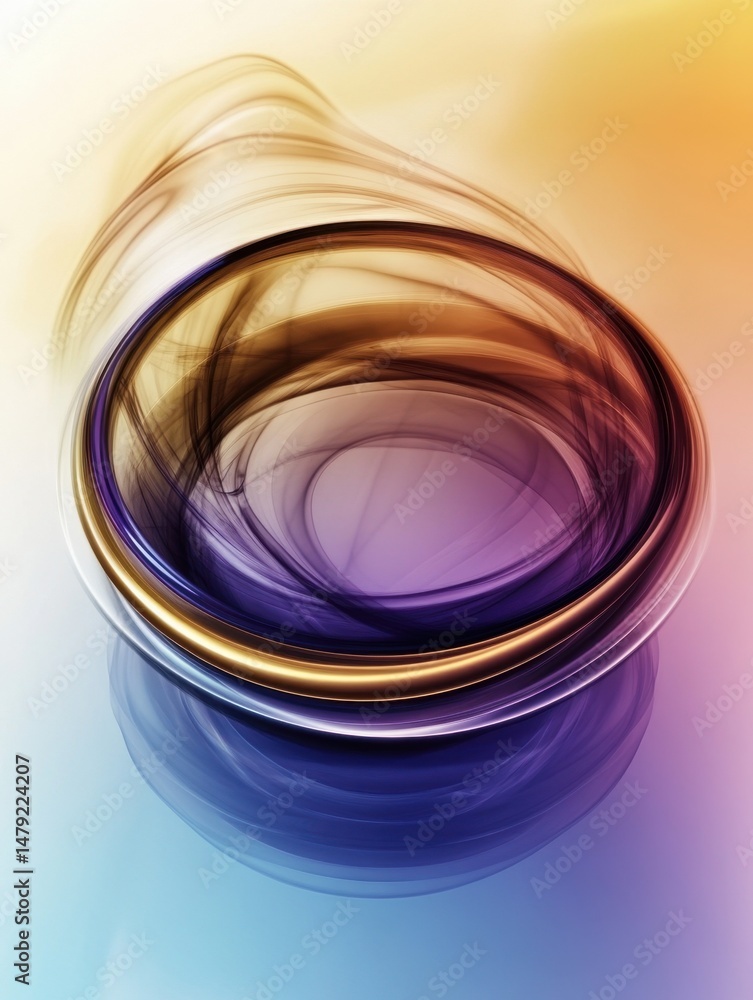 Poster abstract swirl of color and light in studio shot creating a modern and ethereal design element for g