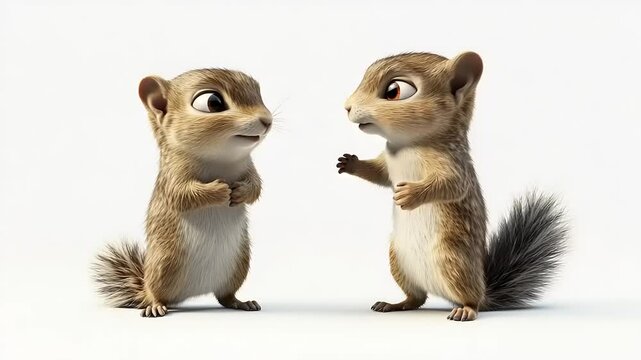 Two cartoon chipmunks facing each other.