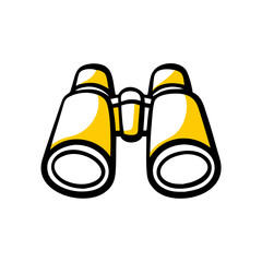 Binoculars in yellow and black outline design for exploration  