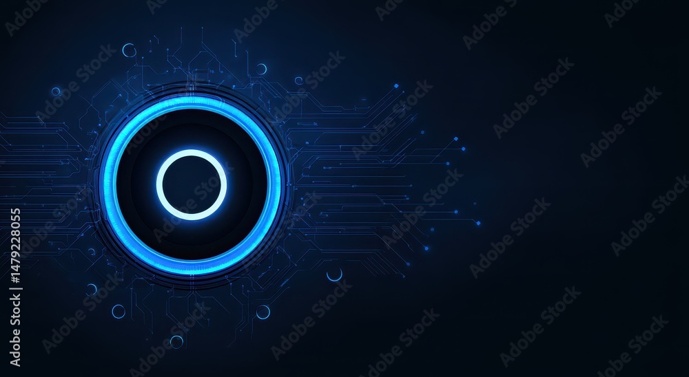 Aufkleber dark futuristic design with glowing circular element.