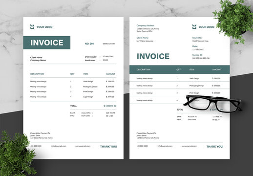 Green And Black Invoice