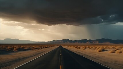 Desert Highway Storm Sunset.