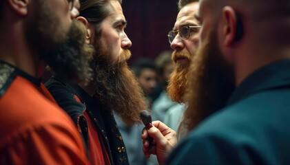 Judges scrutinize impressive beards at competition , festival, mustache