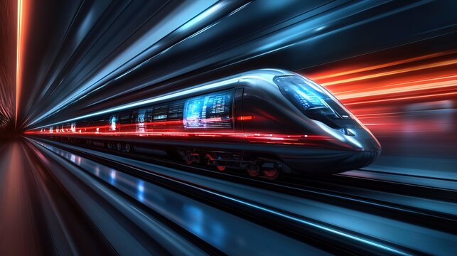 A high-speed hyperloop train with a real-time holographic safety display