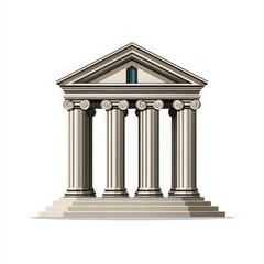 Obraz premium Elegant Neoclassical Building with Iconic Columns and Triangular Pediment, Symbolizing Strength and Timeless Architecture in a Minimalist Style