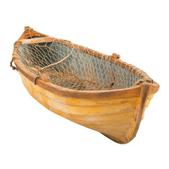 Obraz premium Antique wooden fishing boat with netting