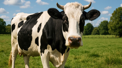 Holstein cow grazing field