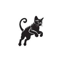 Devon Rex Cat Vector Silhouette: Distinctive Big-Eared Feline with Curly Fur, Slender Body, and Playful Expression Captured in a Clean, Modern, and Minimalist Silhouette Art Style.
