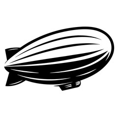 Stylized black and white illustration of a vintage airship zeppelin design © Tanjila