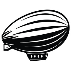 Black and white illustration of a vintage blimp or airship design