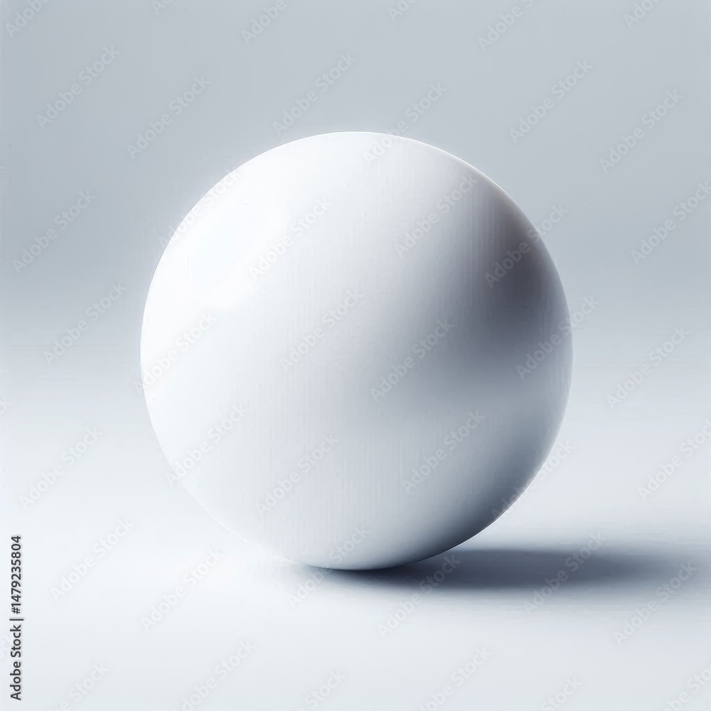 Poster a softly lit white sphere rests on a white surface, displaying smooth gradients and subtle shadows.