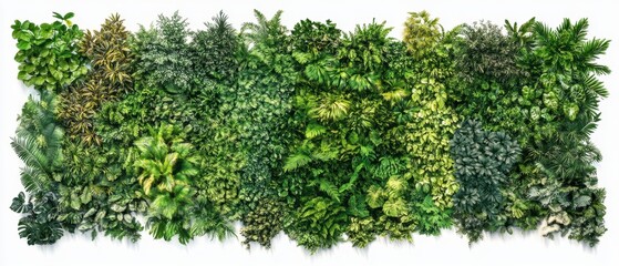 Lush Green Vertical Garden Wall Full Frame Shot Featuring Diverse Foliage and Plant Varieties for Eco Friendly Design