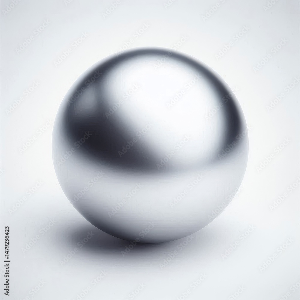 Poster a simple silver sphere sits against a gradient background, casting a delicate shadow below it.