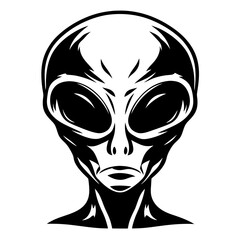 alien face Illustration in Black and White Style