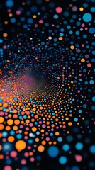 Colorful Swirling Dots Create Abstract Motion Effect on Dark Background