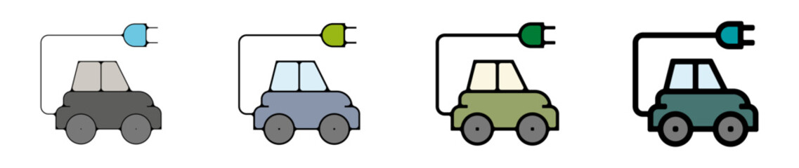 vehicule electrique voiture Icone pictogramme symbole signe environnement foret arbre nature couleur gras couleur