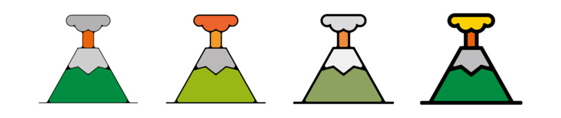 volcan erruption Icone pictogramme symbole signe environnement foret arbre nature gras couleur
