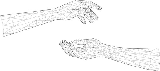 Wireframe Hand, Technology illustration.