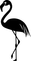 Flamingo Icon, Minimalist Tropical Bird Vector in Black and White Style