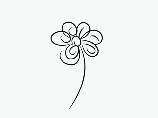 Simple Line Drawing of a Delicate Flower with a Single Stem