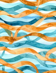 Vibrant watercolor waves fabric by the yard available on Spoonflower, featuring a stunning blend of blues and greens, perfect for custom sewing projects.