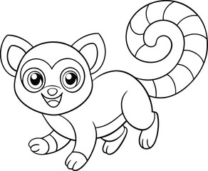 
Playful Lemur Leaping Line Art Vector