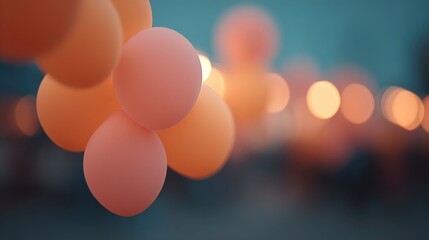 capture festive thematic party scene with partygoers blurred in background focusing on mood color and atmosphere