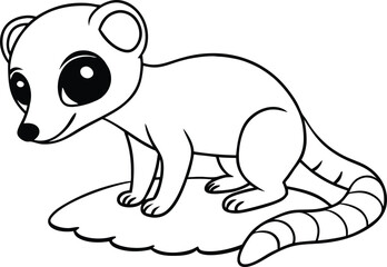Playful Meerkat Digging Line Art Vector