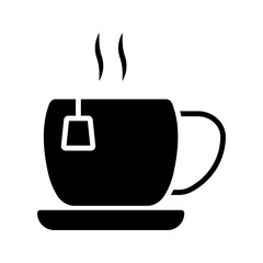 Cup with tea bag graphic icon. Cup and saucer sign isolated on white background. Vector illustration