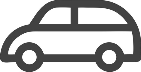 Car Outline Icon – Minimalist Vehicle Symbol, Flat Line Car PNG, Automotive Design Illustration