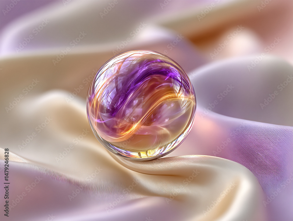 Poster soft and abstract 3d rendering featuring a background of flowing pastel fabric in cream, blush, and 