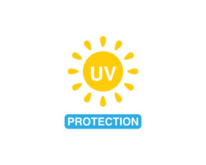 UV protection icon. Sun light ultraviolet logo. Uv rays protect icon. UV radiation icon. Spf cream, sunscreen spf, skincare sign. Sun uv protection icon. 