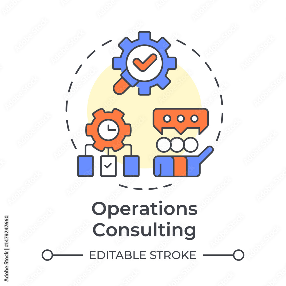 Poster operations consulting multi color concept icon. teamwork organization, collaboration. task managemen