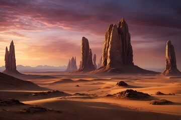 Naklejka premium Cinematic Sci-Fi Desert Landscape