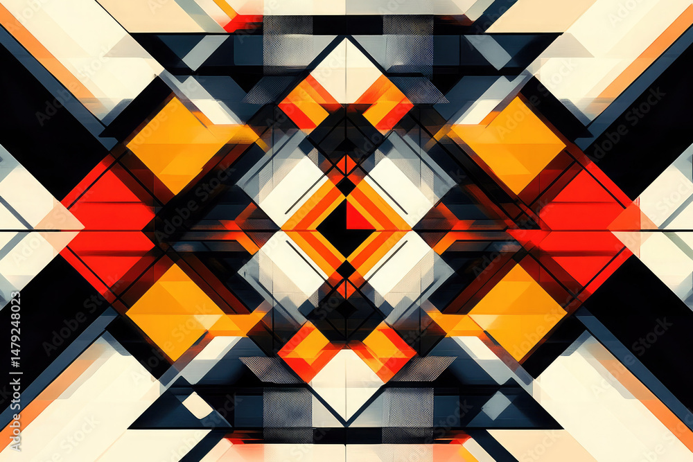Fototapete a geometric abstract design with sharp lines and contrasting colors.