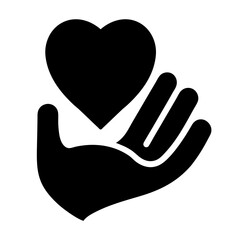 Obraz premium heart in hand silhouette icon 
