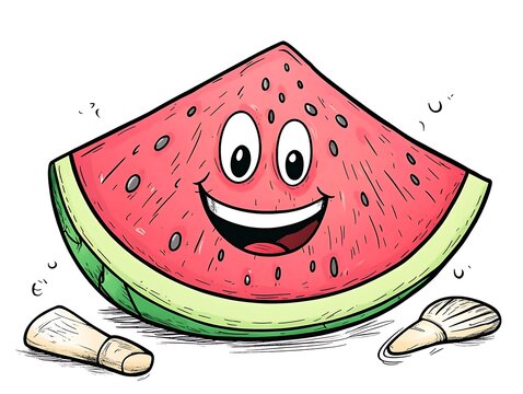 recommend clip art: Cartoon watermelon slice with a happy face