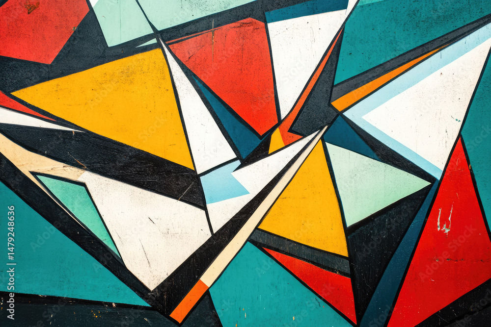 Fototapete a geometric abstract design with sharp lines and contrasting colors.